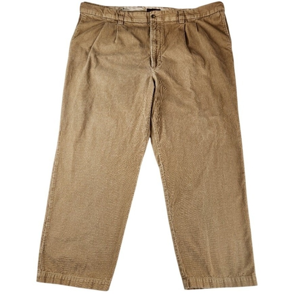Oak Hill Mens Big & Tall Corduroy Pleated Front Relaxed Fit Pants Tan 46x30‎